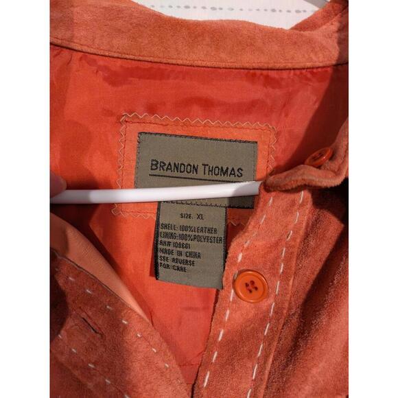 Brandon Thomas Suede Leather Button-Up Shirt in Rustic Orange Mens XL Polyester - Picture 9 of 12